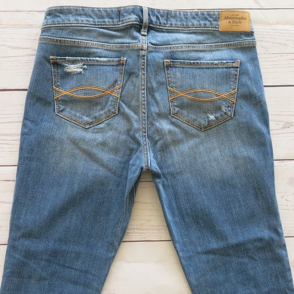 Abercrombie & Fitch Cotton Blend Distressed Slim Skinny Denim Jeans - Size 6S - Picture 4 of 6